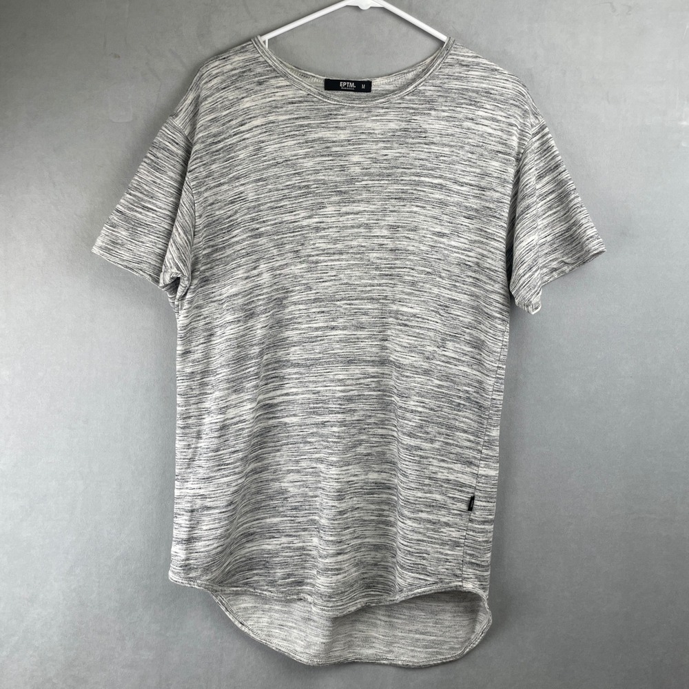 EPTM Mens‎ Grey Space Dye Curved Hem Short Sleeve Streetwear T-Shirt M USA Made